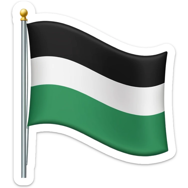 A flag that is made of three horizontal bars. The top bar is black, the middle bar is green, and the bottom bar is white. There is black text that reads “ЦГР” sticker