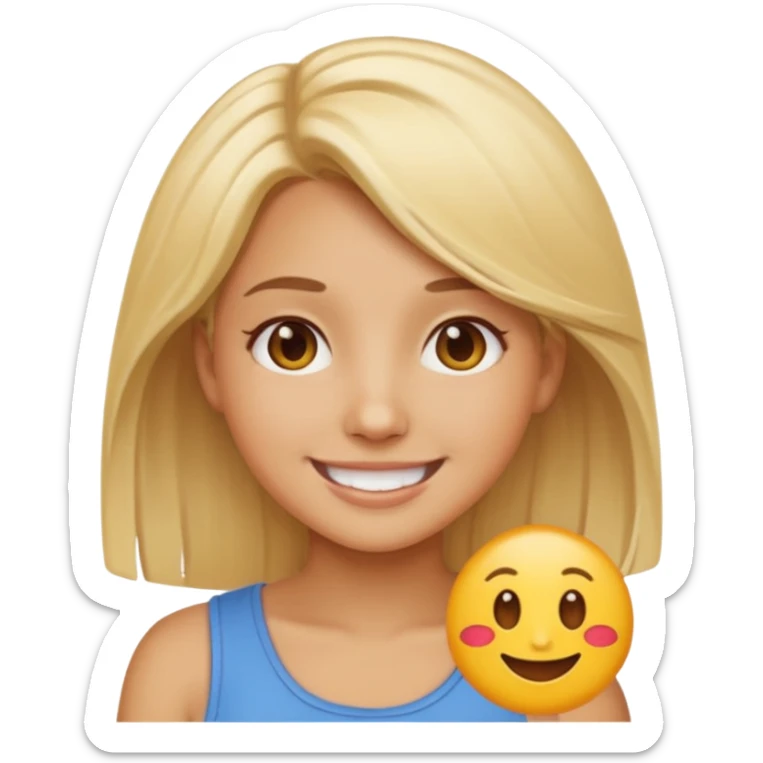 tan girl with light blonde hair emoji style sticker