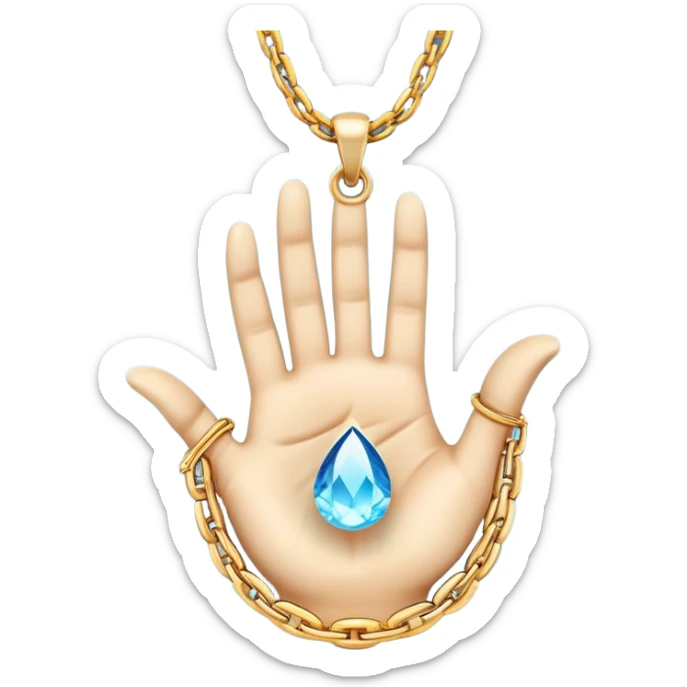 emojis for pendants with chains generally jewelry that is purposeful -- ethereal glowing hand with symbolic palm lines-- 5 fingers reading palm 
 sticker