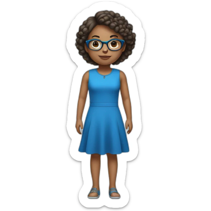 girl wearing a blue dress and glasses full body sticker