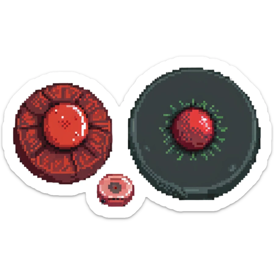 Side by side comparison of anemic pale blood cell and healthy red blood cell sticker