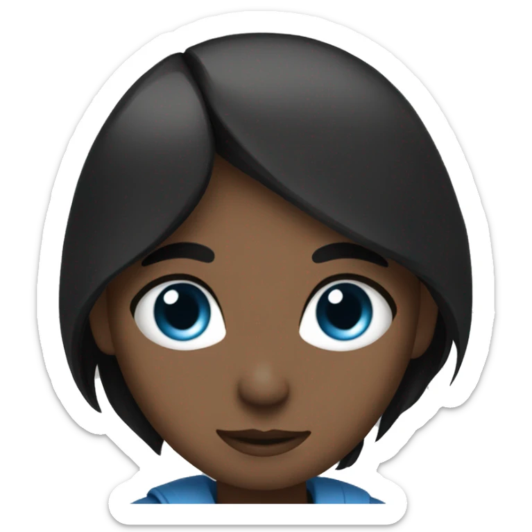 Brown har Girl blue eyes hugging black hair boy with black eyes sticker