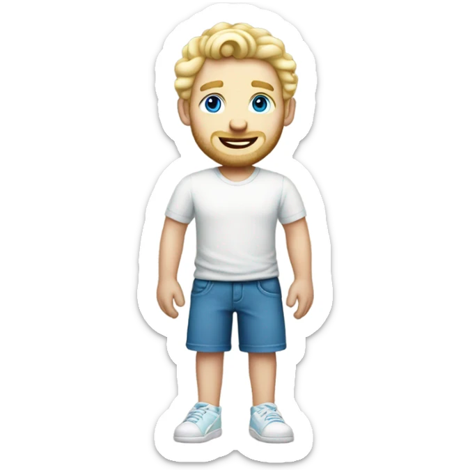 full body light curl blonde 30yo man blue eyed pale skin sticker