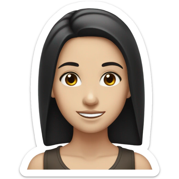 White girl with hair Black and Dark brow eyes smiling sticker