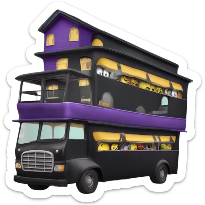 Double decker, wide angle,Reality morticia Addams haunted dream house on food truck  sticker