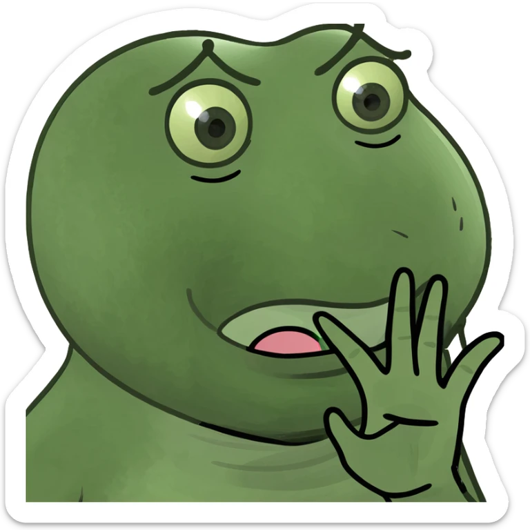 Person making the “fa” symbol with their hands. Their hand is close to their chest. And their head is tilted. While their tongue is sticking out on one side of their mouth.  sticker