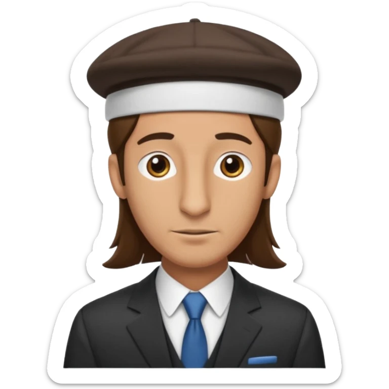 Man with a long nose wearing a suit and kippah, he has long brown hair sticker