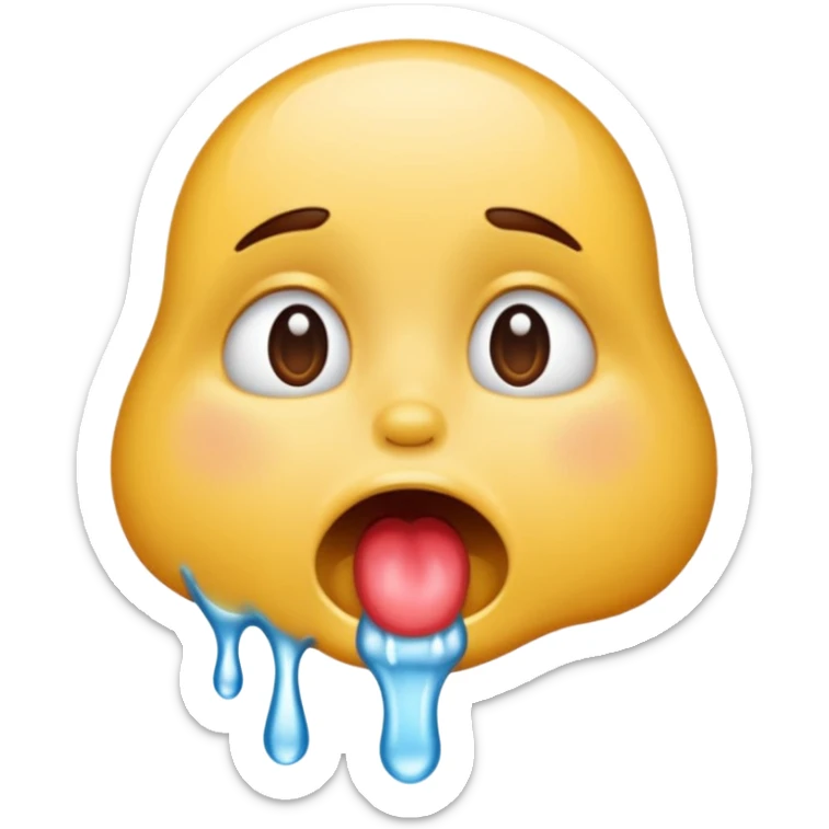 drooling saliva and spit dripping out of mouth only sticker