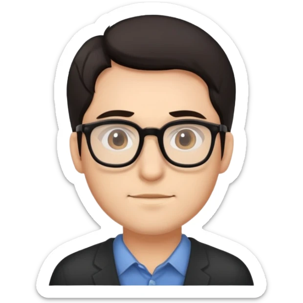 standard male emoji with dark hair, glasses, minimal details sticker