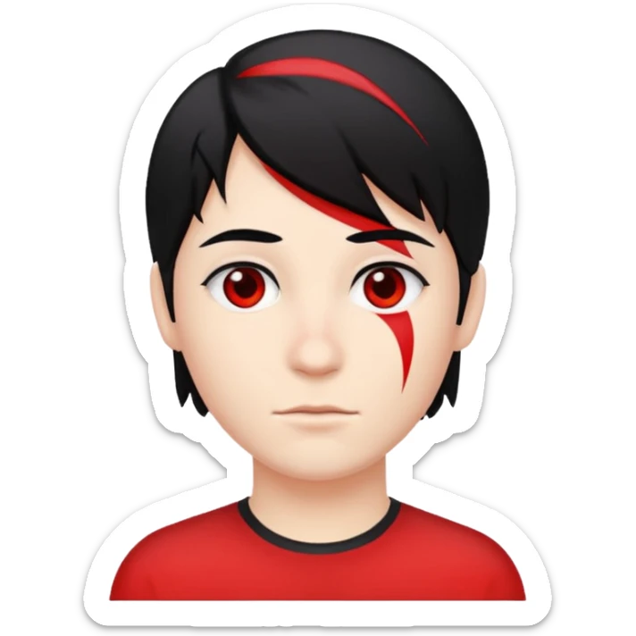 Fait une personne blanche avec des cheveux noir mais un coter rouge sticker