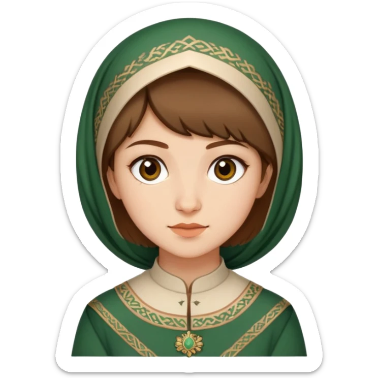 20-year-old Chechen girl with short brown hair in classic Chechen outfit sticker