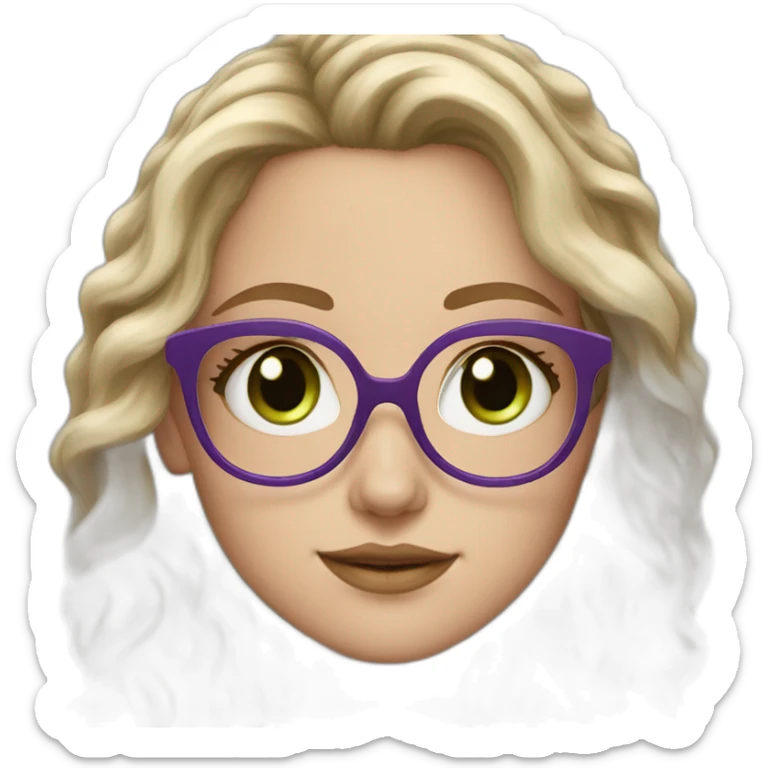white-girl-purple-wavy-hair-green-eyes-square-glasses sticker
