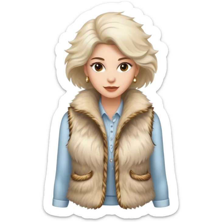 A women's vest combining a fur-like texture with a fluffy finish, radiating luxury and style sticker