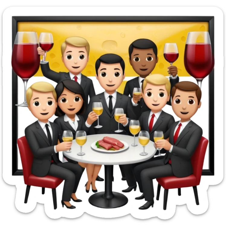 corporate executives enjoying wine Party at SPAM meat cafe parid LANDSCAPE  sticker