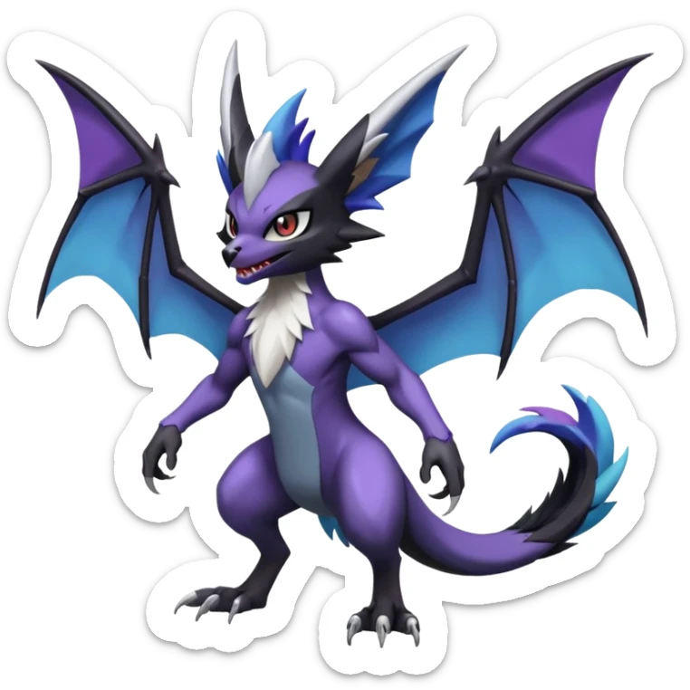 Noibat-Noivern-Mightyena-Silvally-Fakémon-hybrid-creature (full body)  sticker