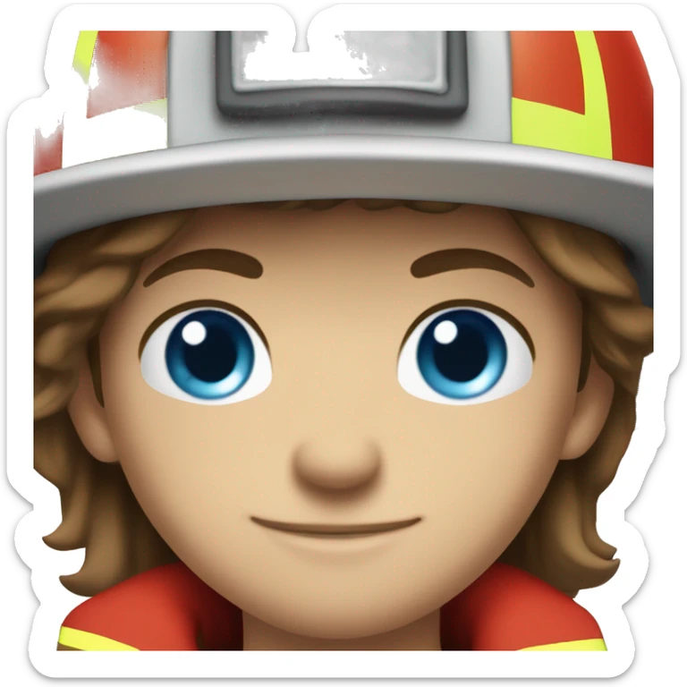 A 6‘2 foot tall firefighter. Handsome, Brown hair, Blue eyes, fit Build  sticker