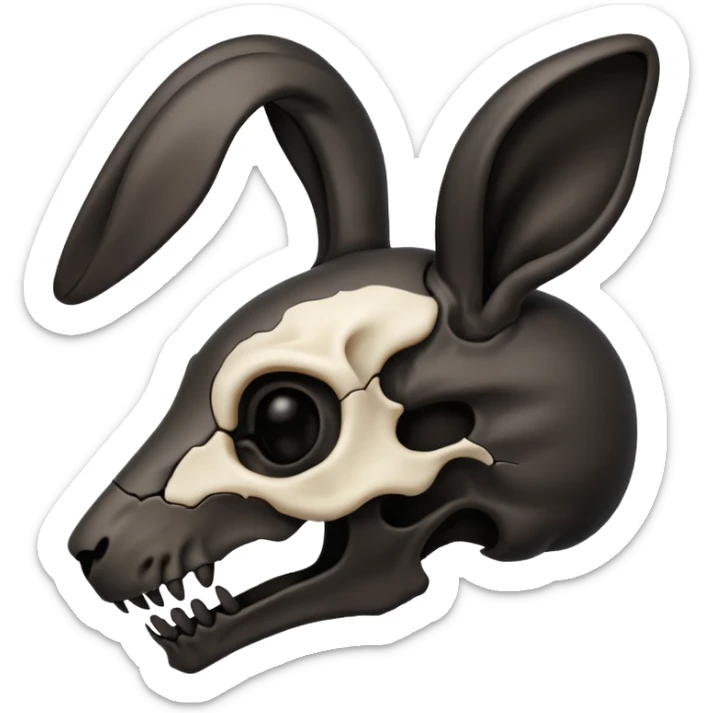 Tête de lapin squelette noire de profil avec des G à la place des yeux  sticker