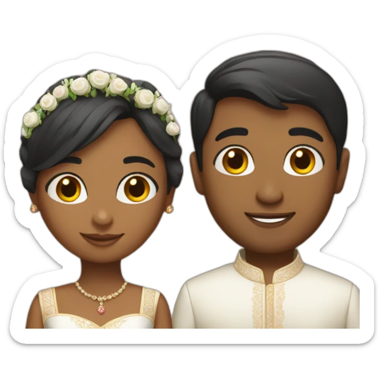 indian girl with short hair and american boy getting married  sticker
