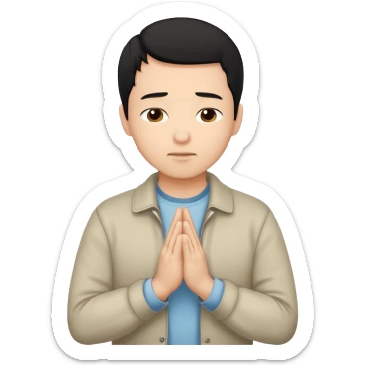 A man prayering with black hari skin colour white and with casual dress sticker