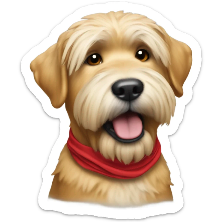 President Donald trump with a wheaten terrier wearing a red bandana sticker