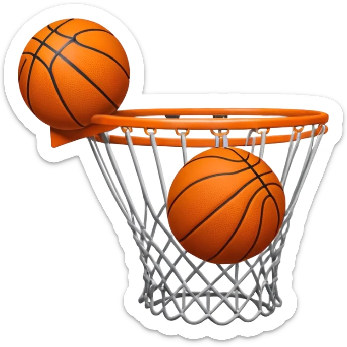 basketball airball emoji, basketball flying past the rim, playful sticker