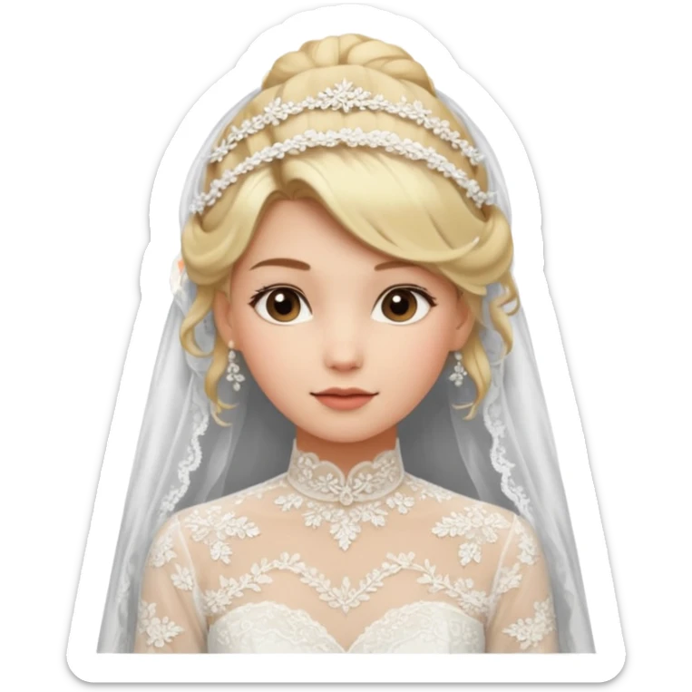 Chica blanca,pelorubi, pelo recogido, vestido novia invierno sticker
