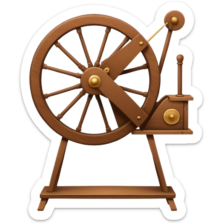 I want a traditional spinning wheel, with the wheel on the right or left and the flyer on the opposite. Shown from the side. there is only one wheel the other side has the flyer. go to websites containing traditional spinning wheels for reference. sticker