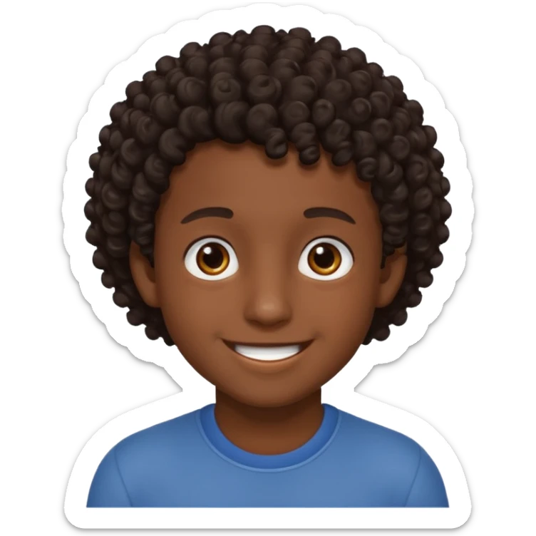 Menino de pele morena de olho castanho meio preto e cabelo cacheados ralo sticker
