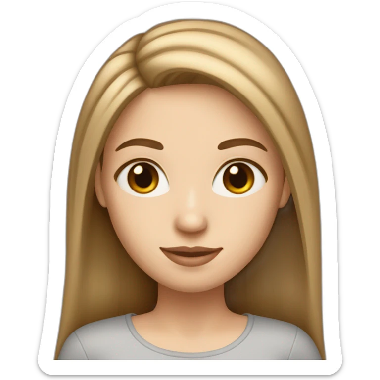 One white girl with long straight light brown hair and gray eyes sticker