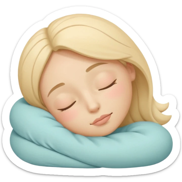 minimal flat emoji of a relaxed sleepy face,
closed eyes with soft curve,
peaceful expression,
gentle warm pastel colors,
calm wellness aesthetic,
no cartoon sleep symbols,
transparent background,
vector style
 sticker