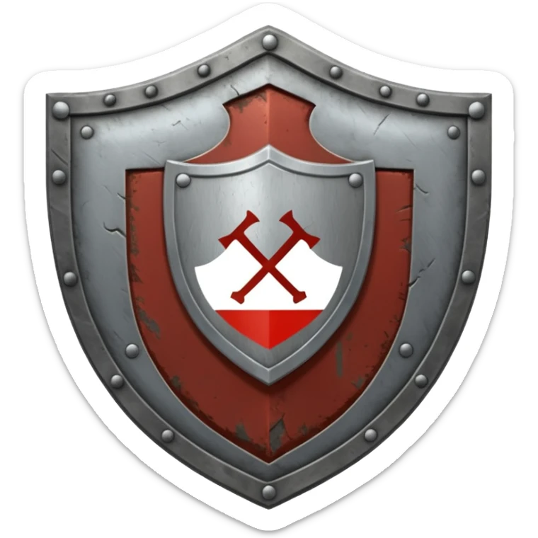 a battle worn steel shield with engraved roman numerals for 30—looks battle worn sticker