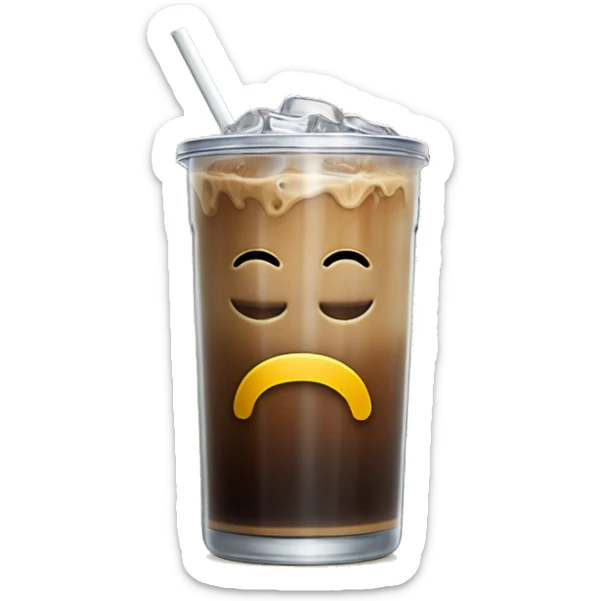 Iced coffee in a libbey cup (beer glass can) with bamboo lids and straw. No face or smiley sticker