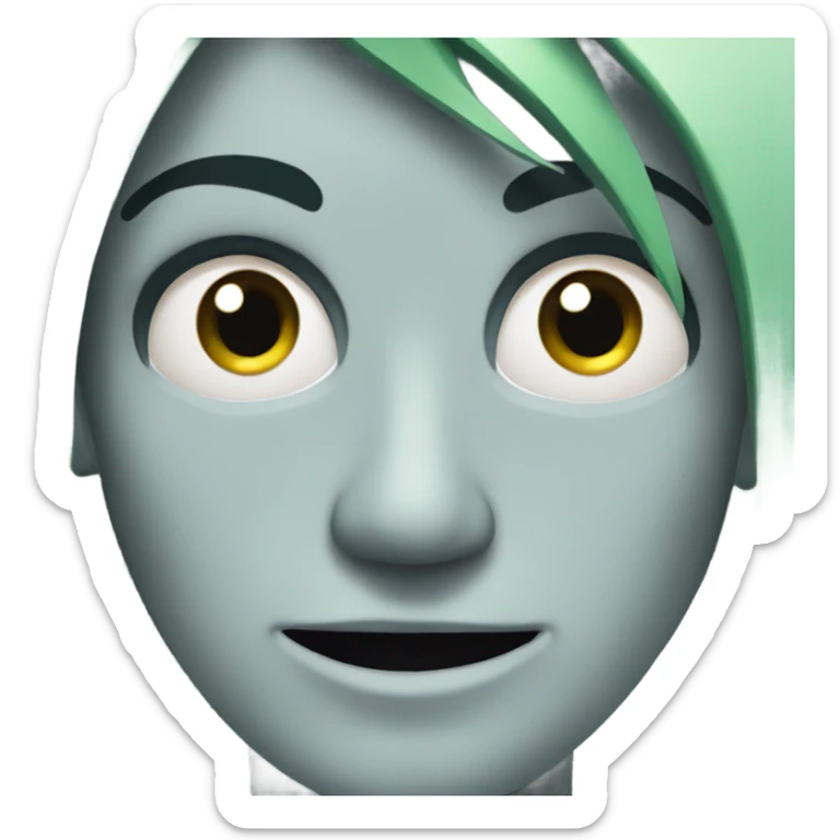 White guy with green hair and shark teeth and all black eye contacts  sticker