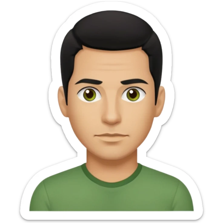 Danny Wood brown eyes, black hair, green shirt  sticker