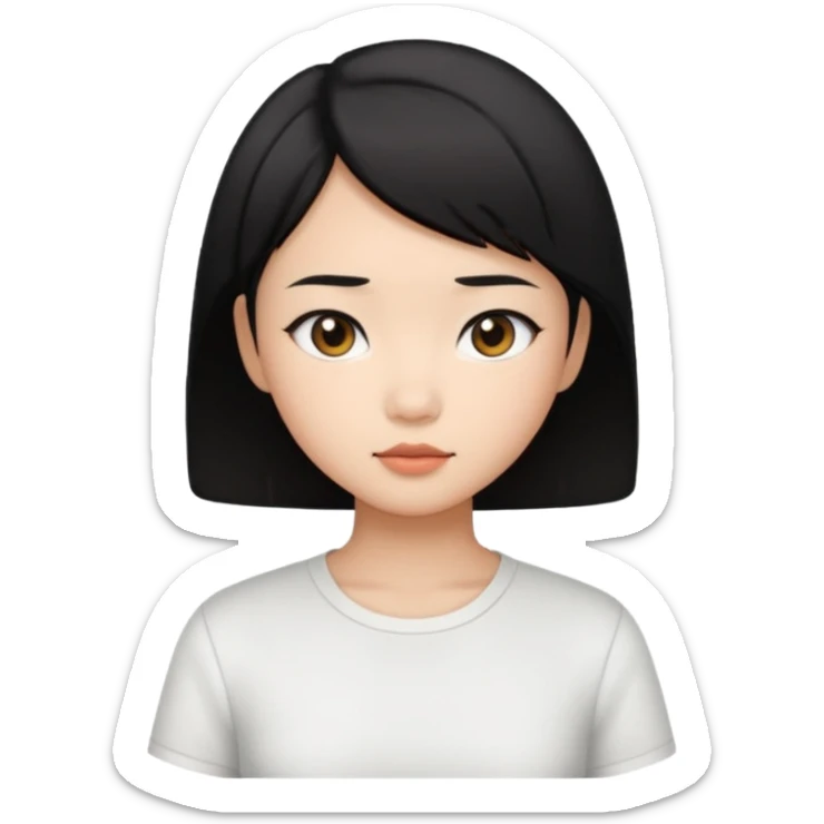 Asian pretty girl with black color short hair sticker