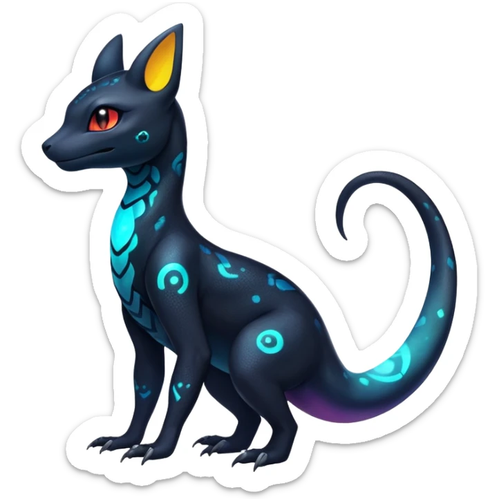 Vibrant colorful Nebulae Salandit-Umbreon-Fakémon-hybrid-creature (full body)  sticker