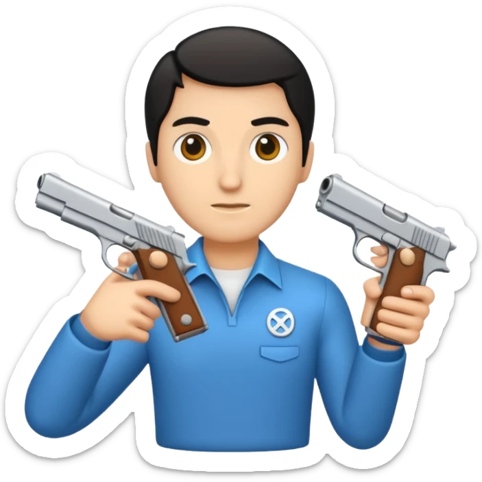 Un persona Blanco una gora de lado y una pistola sticker