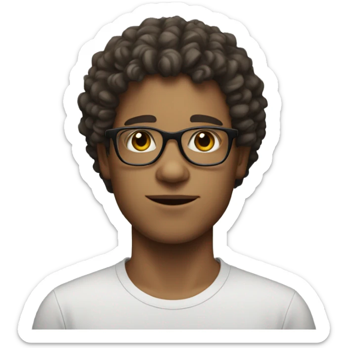 young white male with squared chin and curly hair and glasses sticker