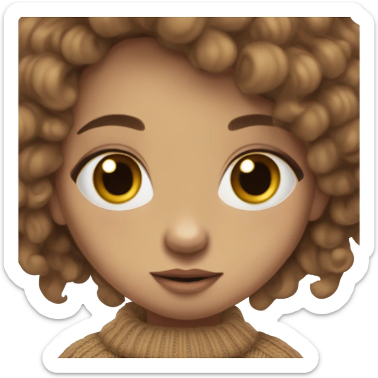 long brown hair gir￼l with septum ring brown eyes in a oversized sweater sticker