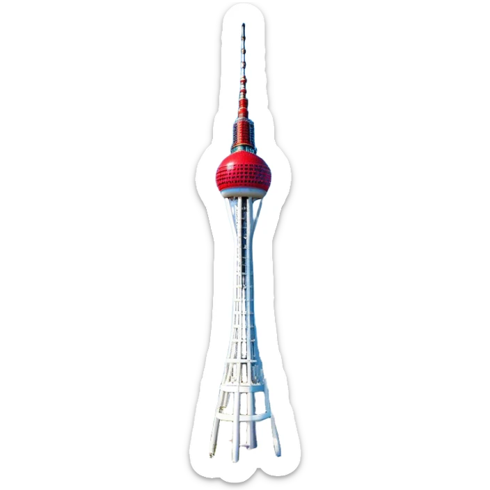 ​Cinematic Realistic N Seoul Tower, depicted in full daylight as a slender, single-column tower crowned by a cylindrical observation deck, set against a clear blue sky over Seoul’s vibrant cityscape, rendered with crisp architectural detail and bright, natural lighting that accentuates its modern elegance, sticker