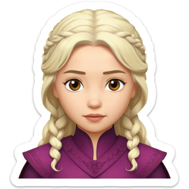 Daenerys Targaryen from Games of throne character face only younger sticker