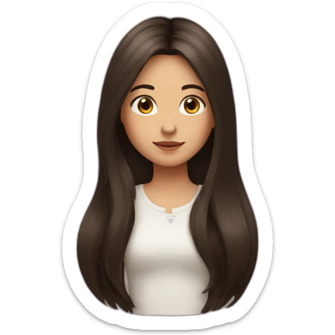 a girl with long dark brown staighrt hair sticker