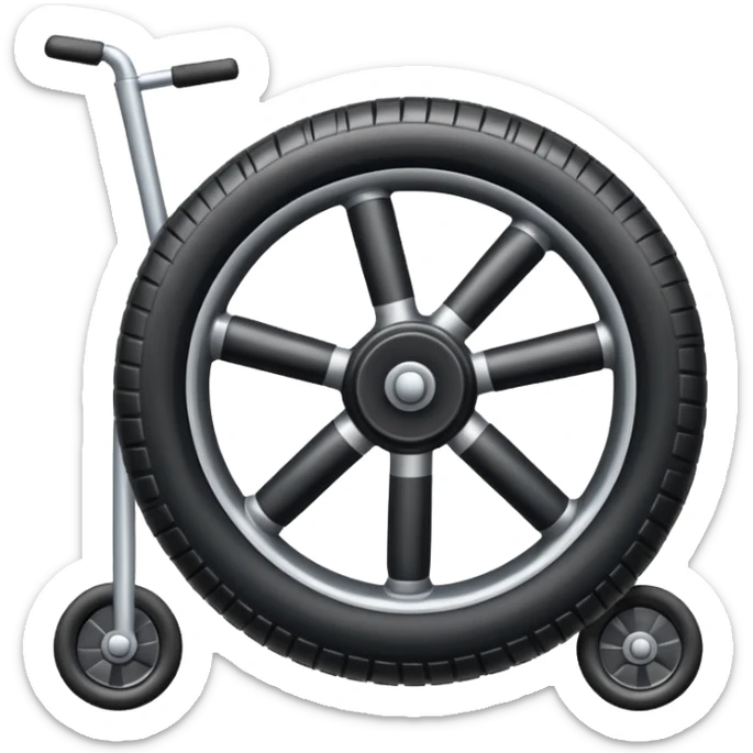 he aircraft's landing gear is one inflated, plump wheel with a strut, black in color, cartoon-style sticker