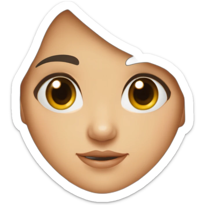 Fille brune abec des yeux bleux avec une frange et des cheuveux long sticker