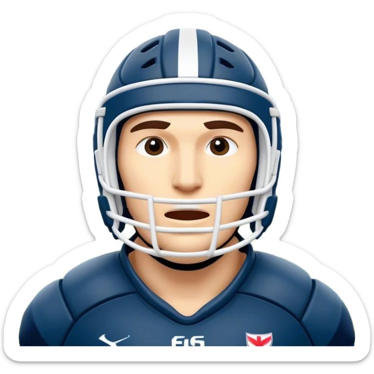 Cinematic Realistic image of rugby headgear with detailed padding and rugged design elements, set against a blurred stadium background with bold, high-contrast lighting that highlights its protective design sticker