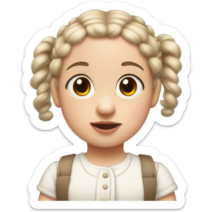 White little brown-eyed baby with two dark pigtails, plump lips sticker