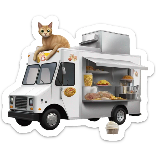Realistic Cat Woman’s plastic dream house food truck  sticker