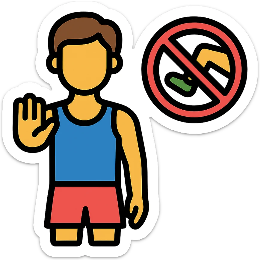 simple modern icon showing a person avoiding leg day, fitness theme sticker