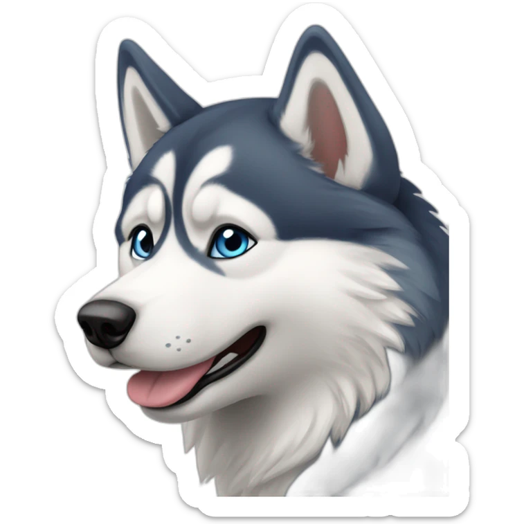 Husky blanc yeux bleu poil un peu court et souriant sticker