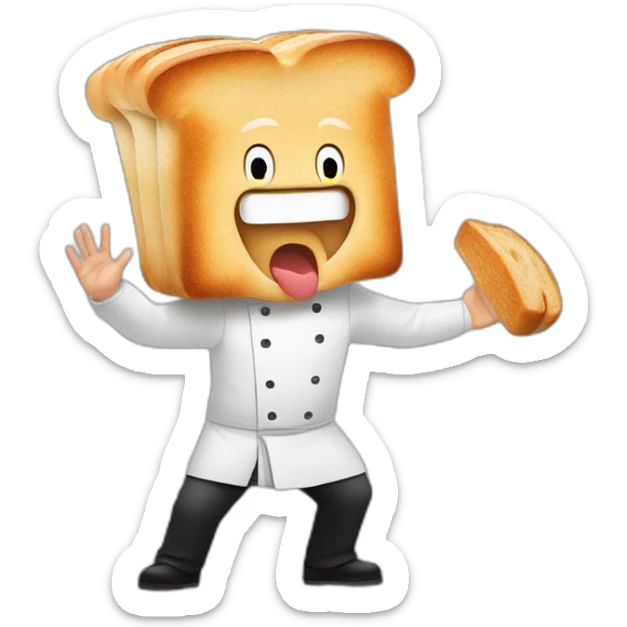 Gordon Ramsay shouting while hole to 1 piece of bread in each hand in front of him sticker